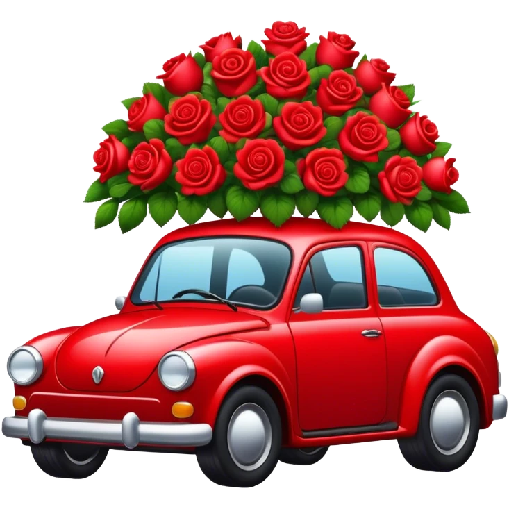 Rose red car in the trunk many Strawberry Red roses black emoji
