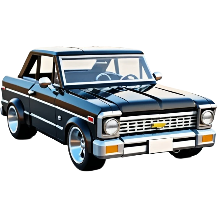 futuristic black metallic 1965 Chevy Nova SS street rat rod Lego retro modded emoji