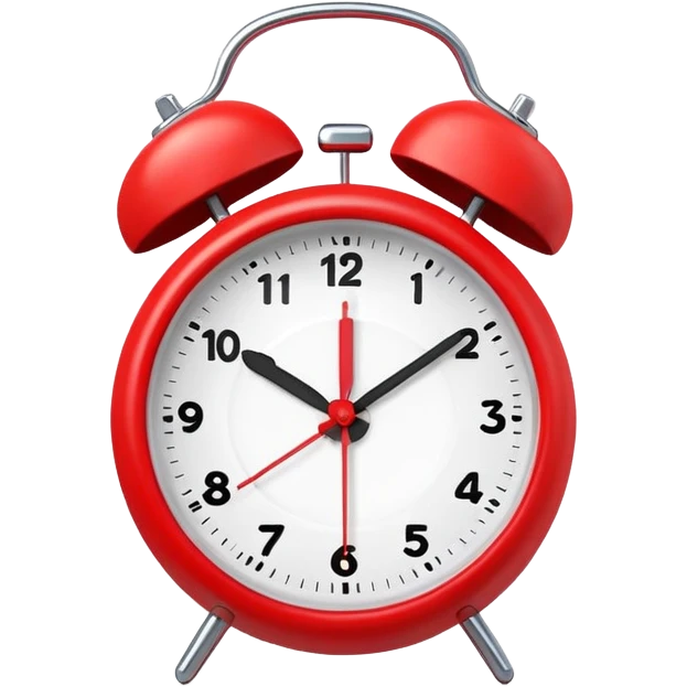 red claymation alarm clock, cute emoji