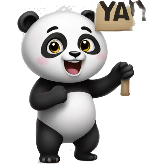 Panda holding a sign saying Yayyy emoji