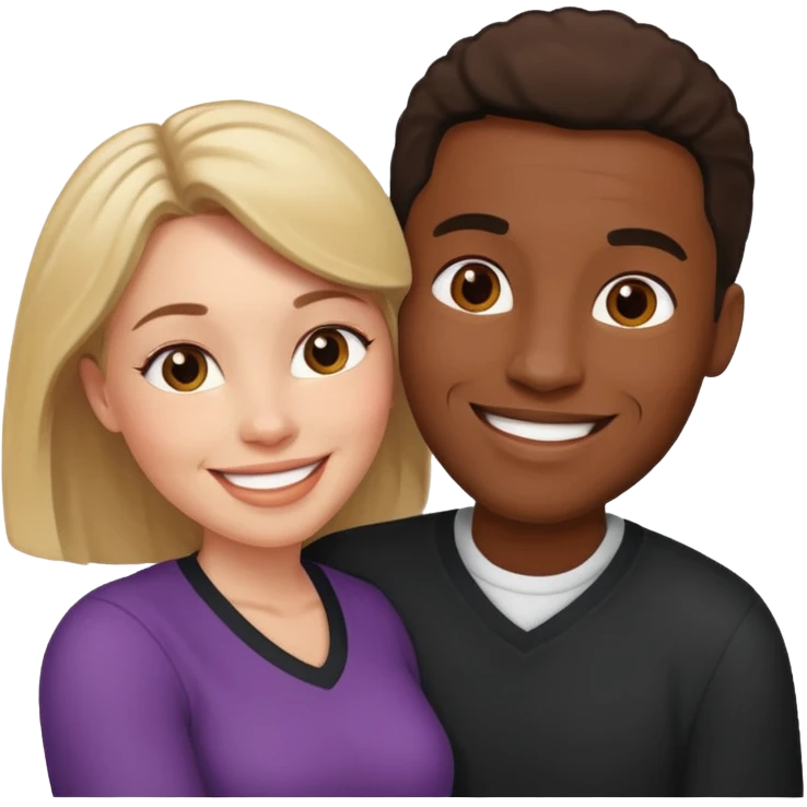 Romance - feeling of excitement associated with love - black man and white woman together emoji