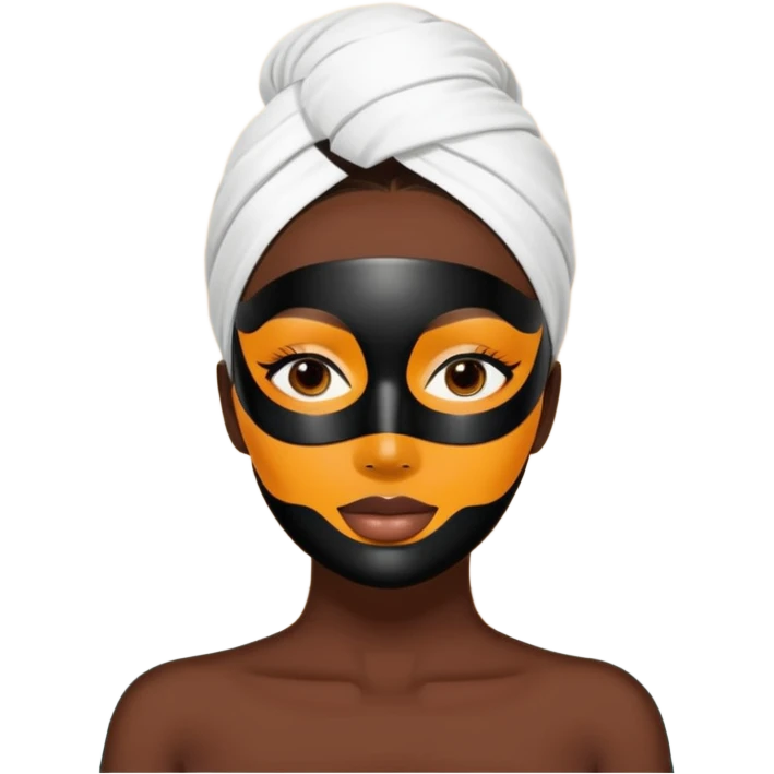 Lady with black face mask spa beauty full face relaxing emoji