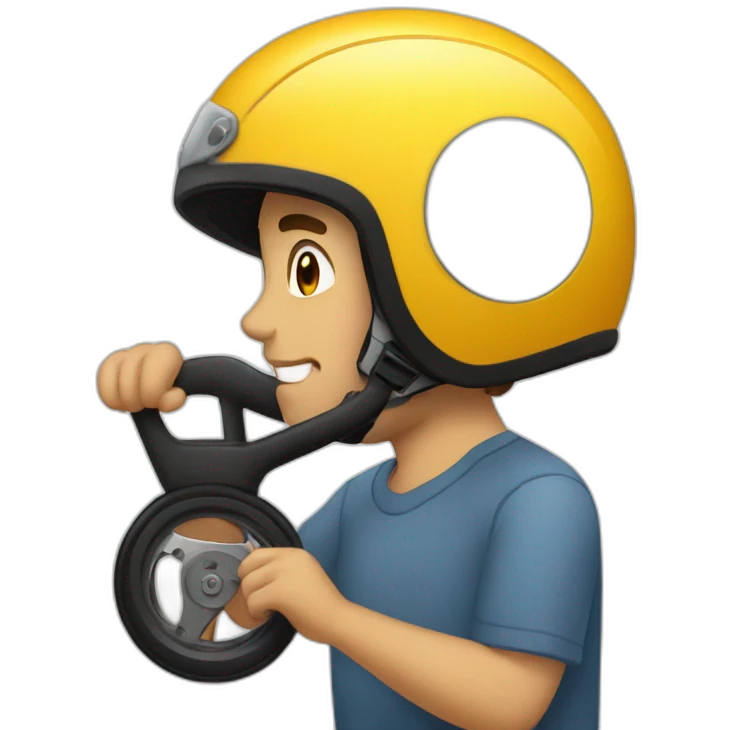 make the guy who is doing the trick a wheel with a helmet emoji