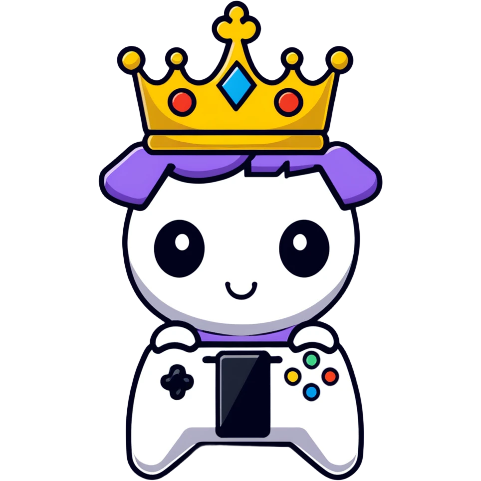 Colorful qbix88 online gaming logo with pro controller, crown for popular games, and expert rank symbol emoji