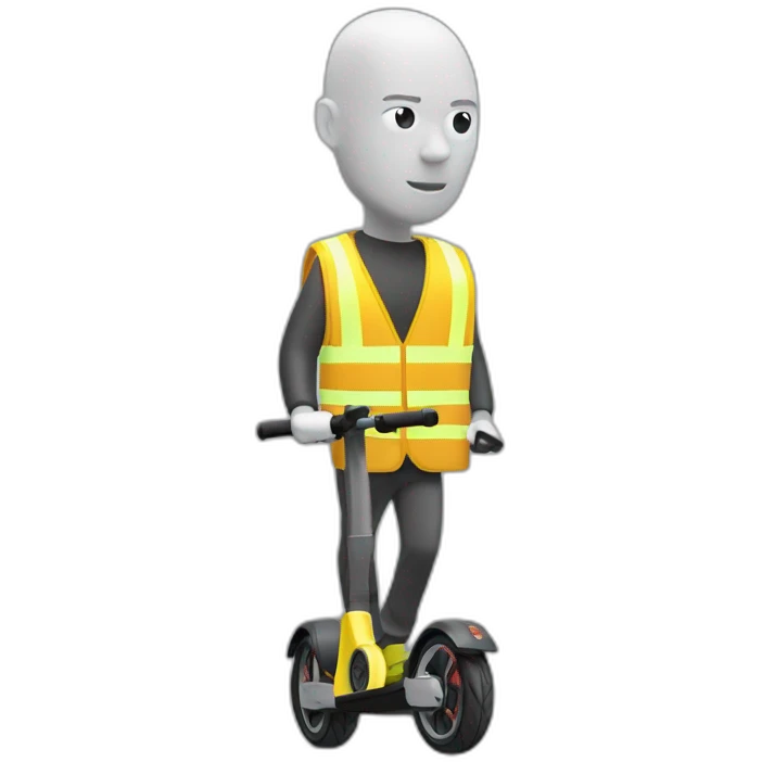 xiaomi trottinette electrique bald man with yellow safety vest emoji