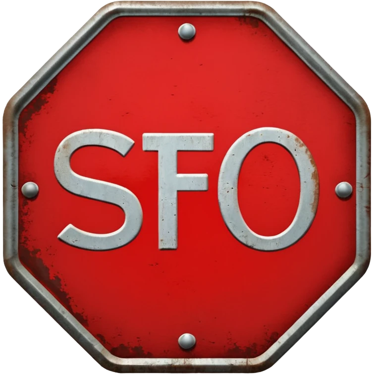 red, road sign, hexagonal, with the inscription SANCTIONS emoji