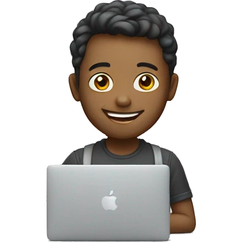 happy young developer with a macbook emoji