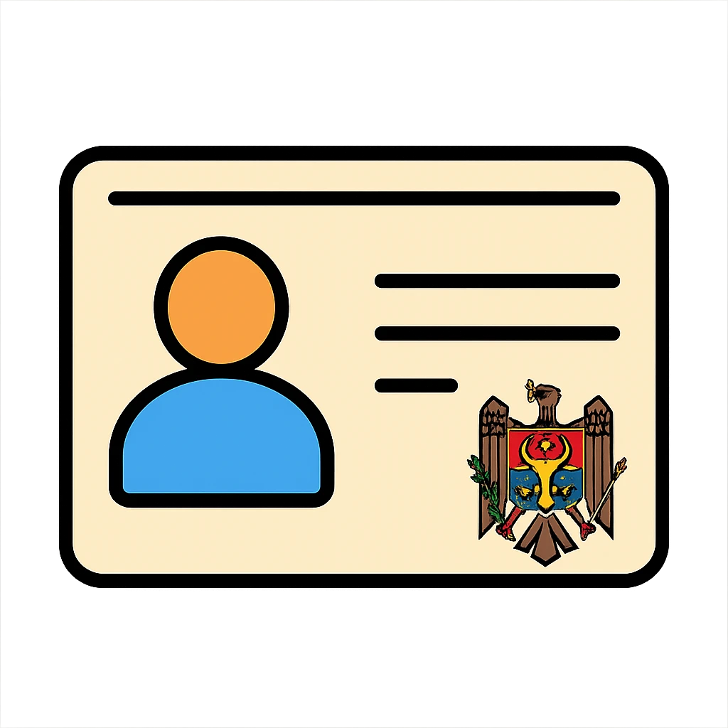identification card for a business entity, no text, only placeholder lines, with the coat of arms of Moldova in the corner emoji
