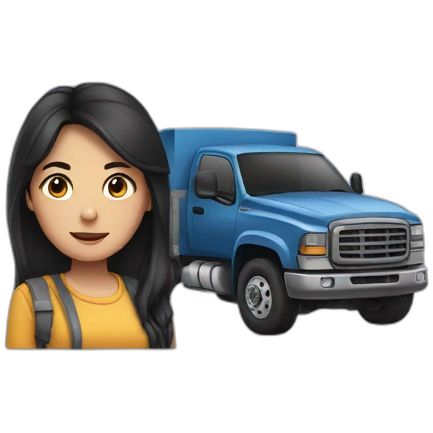 Truck and girl with dark hair emoji