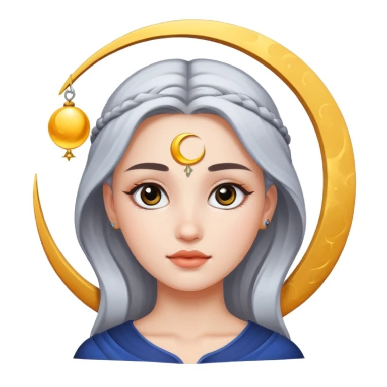 چهره ی دختری زیبا با نشانه ی ماه روی پیشانی emoji