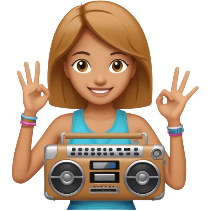 woman holding boombox emoji