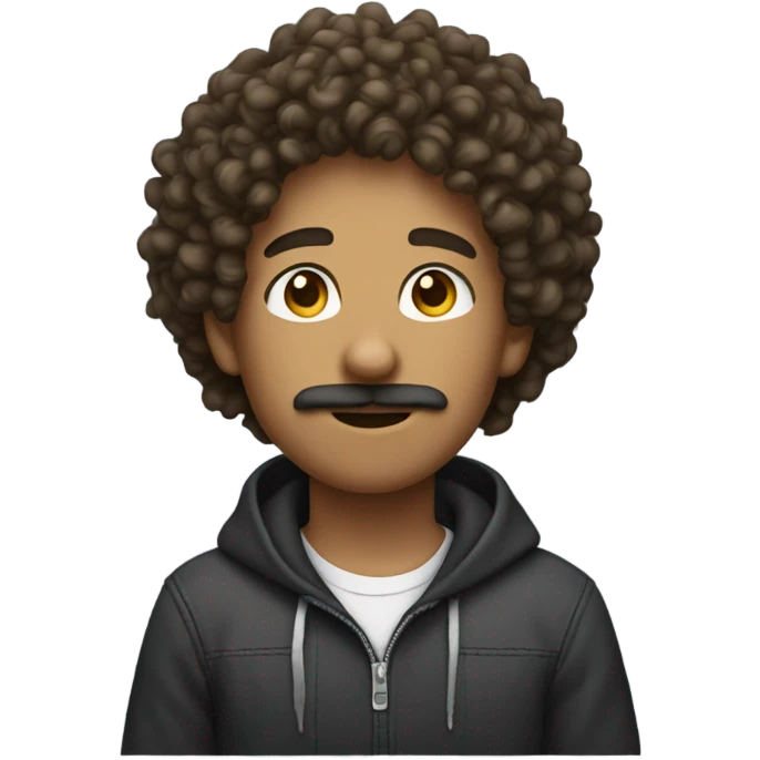 a curly head teenager with a goatee mustache  emoji