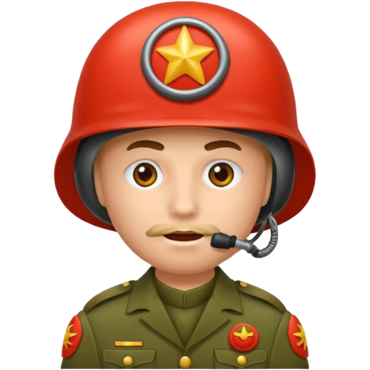 Eine Tomate mit Gesicht als Panzerkommandant emoji