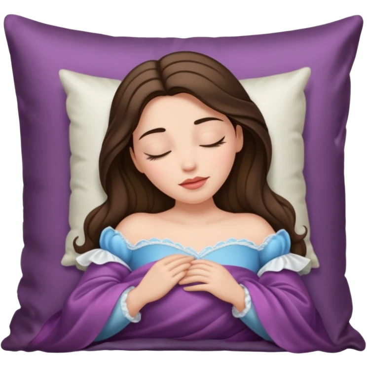 sleeping beauty brunette white girl with a silk pillow emoji
