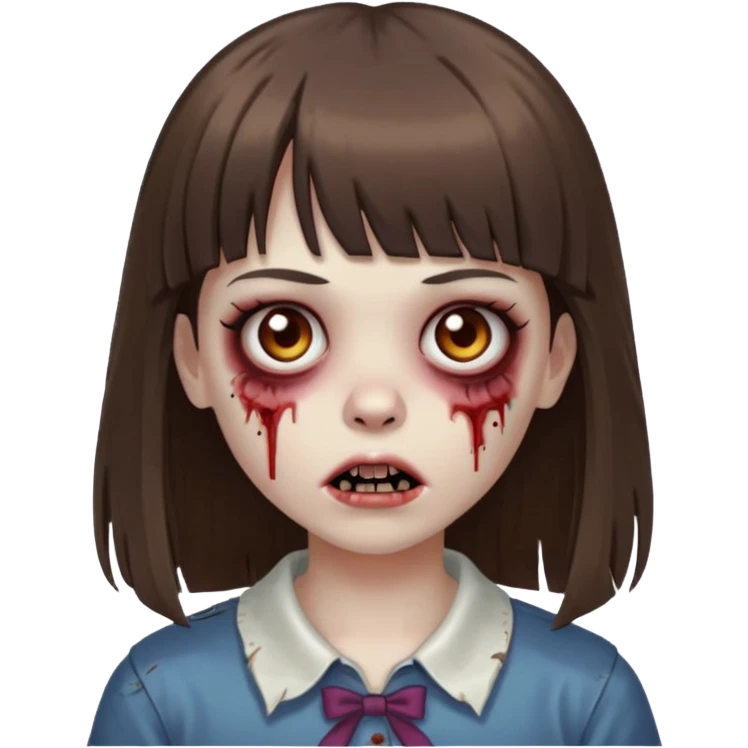 a zombie girl with bangs and straight brown hair  emoji