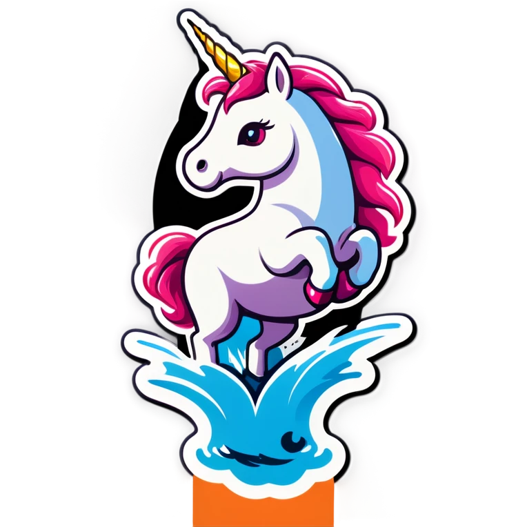 Unicorn jumping out of a river emoji