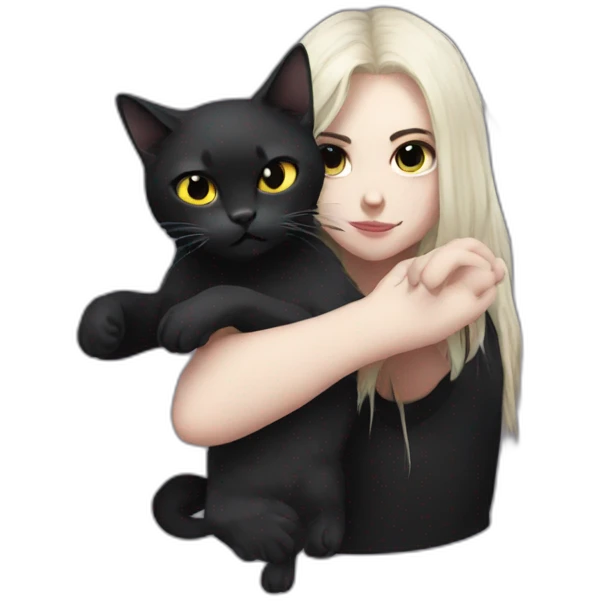 black cat with Emo girl emoji