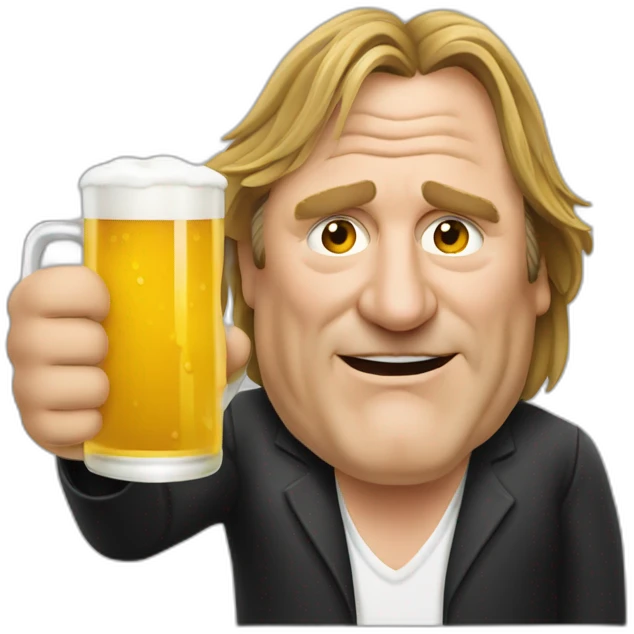 Gérard Depardieu drinking a beer emoji