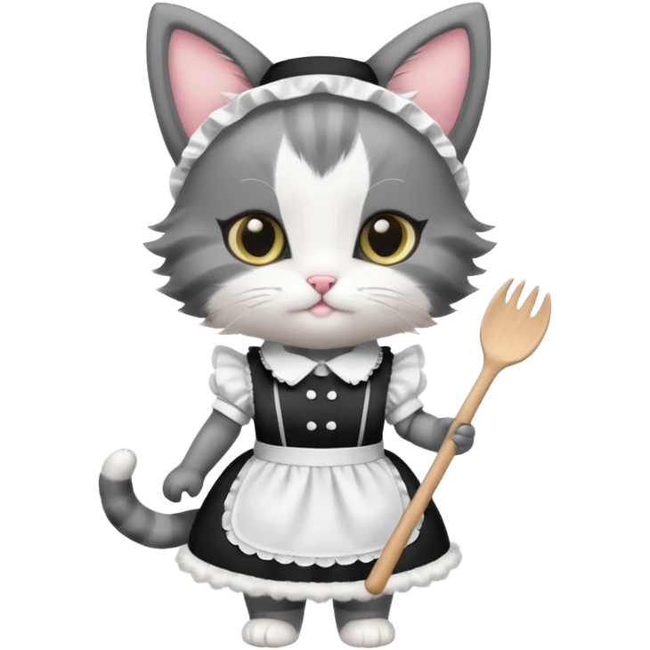 Kitten in a maid outfit  emoji