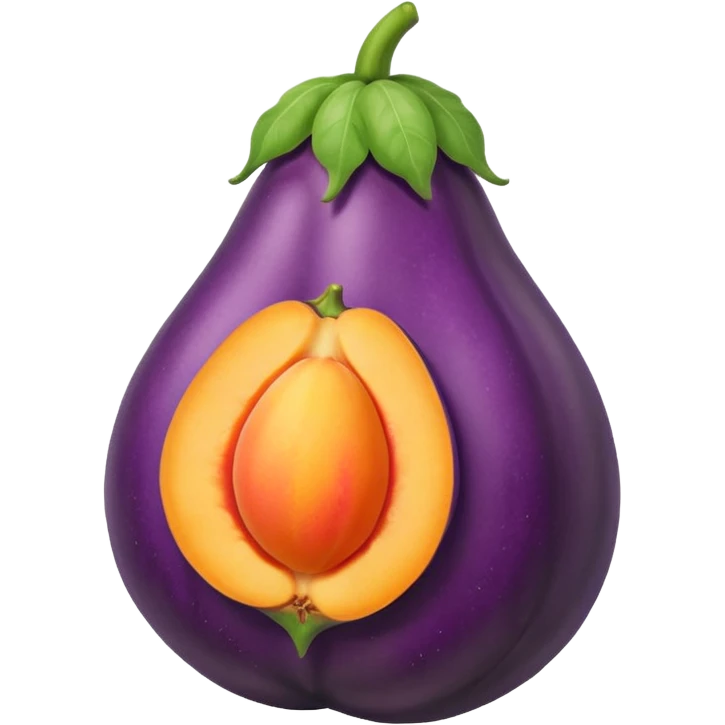 an eggplant inside a peach emoji