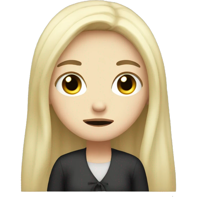 Pale girl with long black hair crying emoji