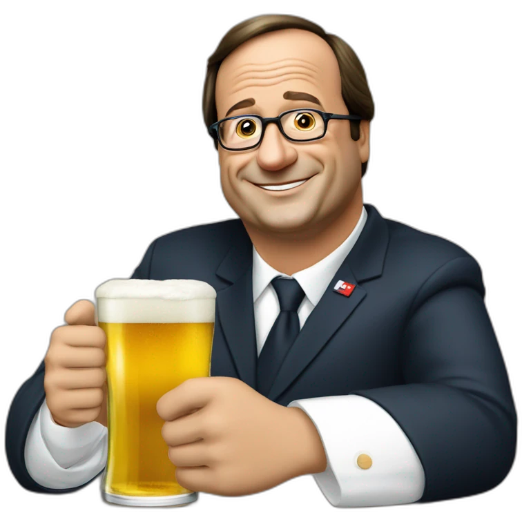 Français Hollande avec une bière à la main  emoji