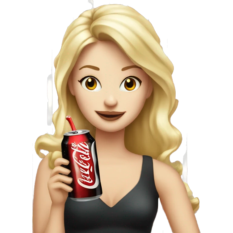 Pretty white woman with blonde hair drinking a Coke Zero emoji