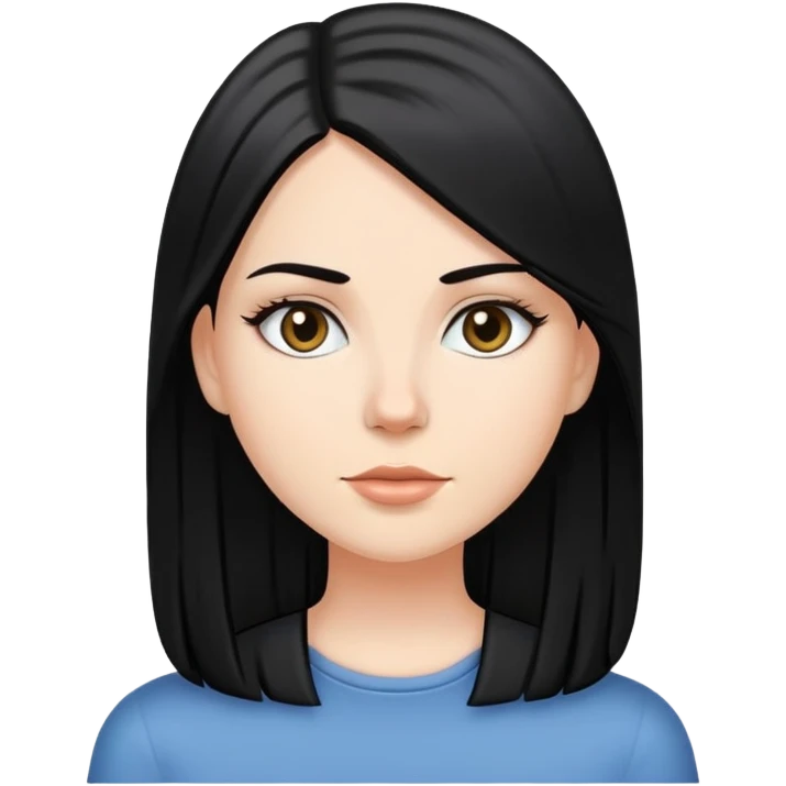 White girl with black straight hair emoji