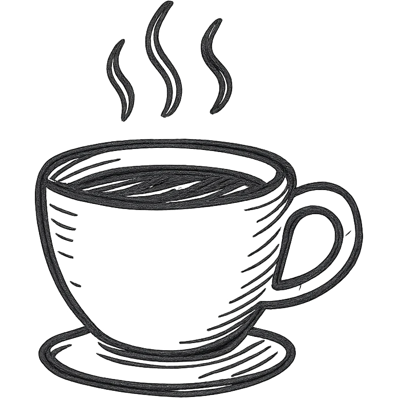 a hand drawn coffee icon with no fill emoji