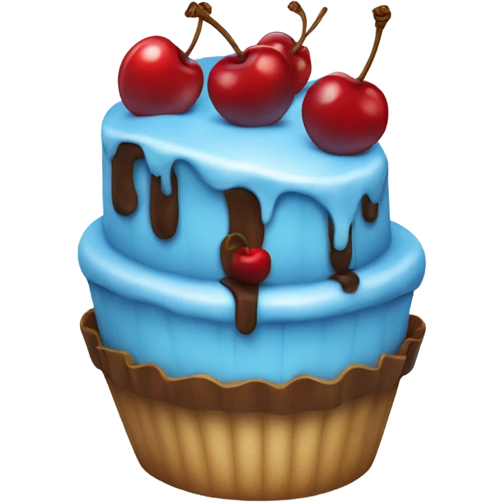 A blue cake with a cherry on top emoji
