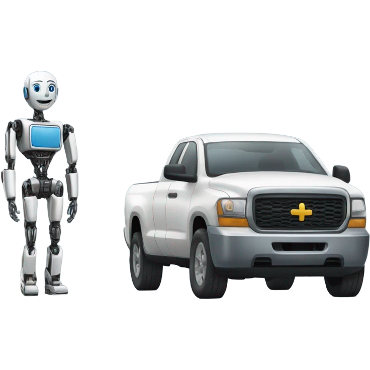 Pickup truck with a robot emoji