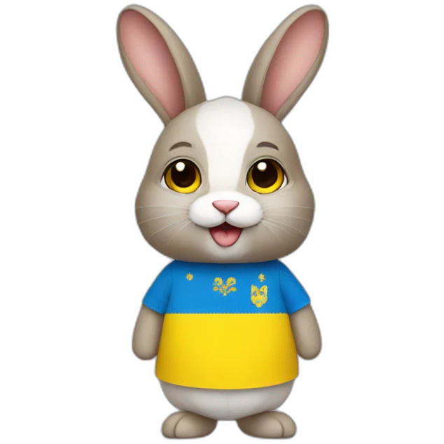 rabbit in a Ukrainian flag costume emoji