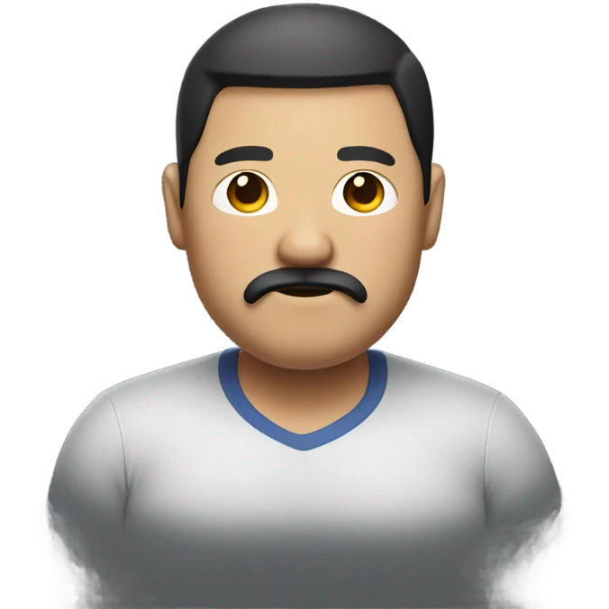 Freaky Asian chunky guy with gotee and mustache emoji