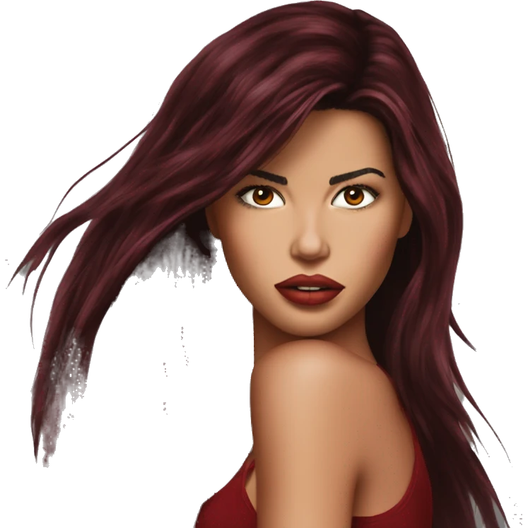 Adriana lima in 90s long dark red hair long dark eyelashes emoji