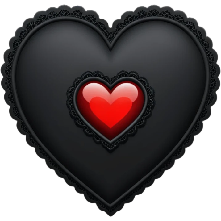 goth themed heart with a black lace window emoji