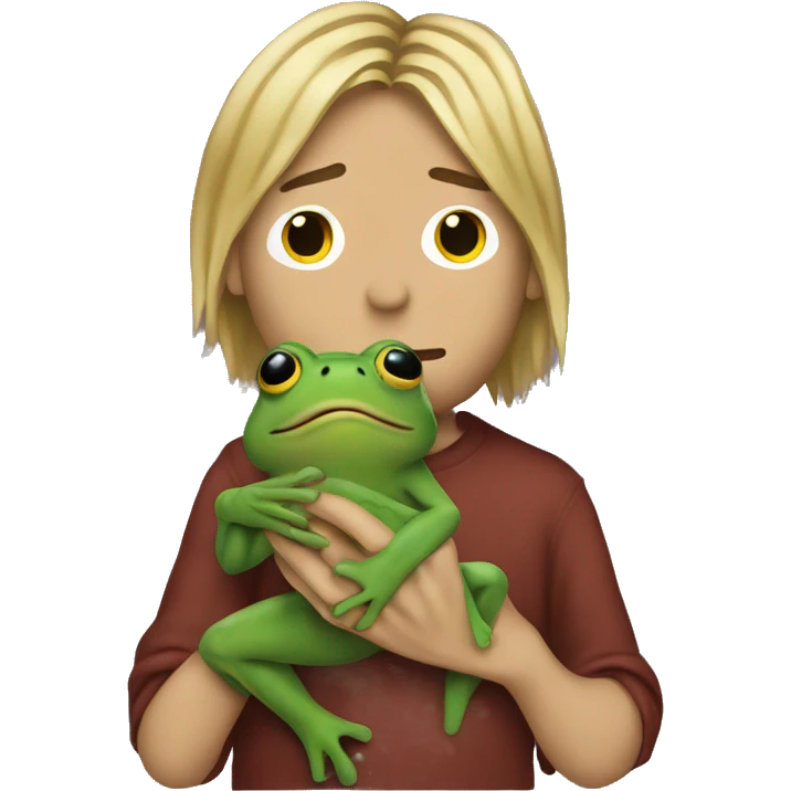 Kurt cobain holding a frog emoji