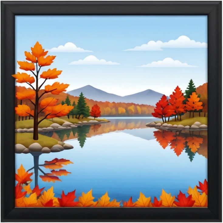 Beautiful lake during the fall made of felt, scrapbooking emoji