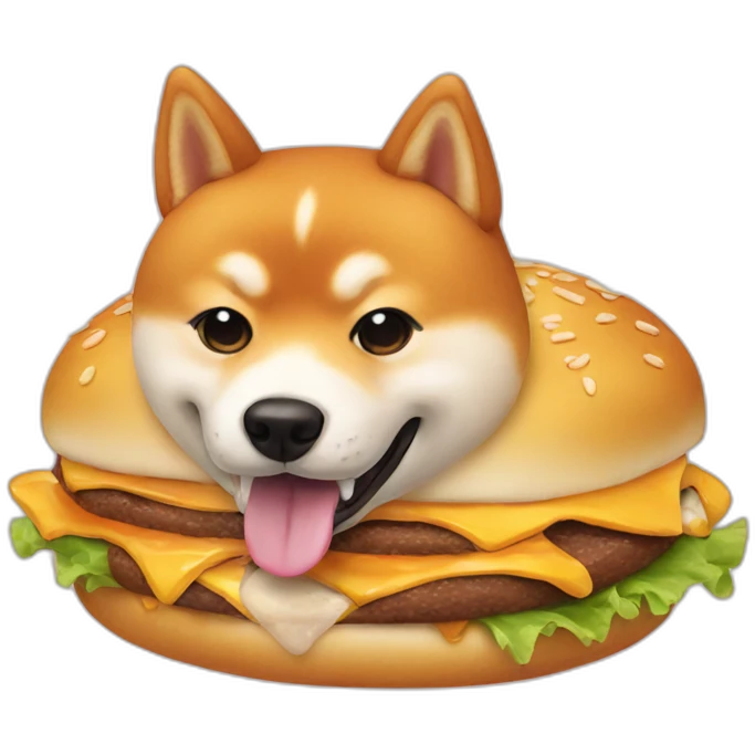 Shiba eating burger emoji