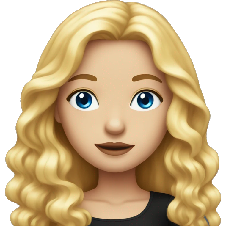 Beautiful girl, long golden hair, blue eyes, in a black tight dress emoji