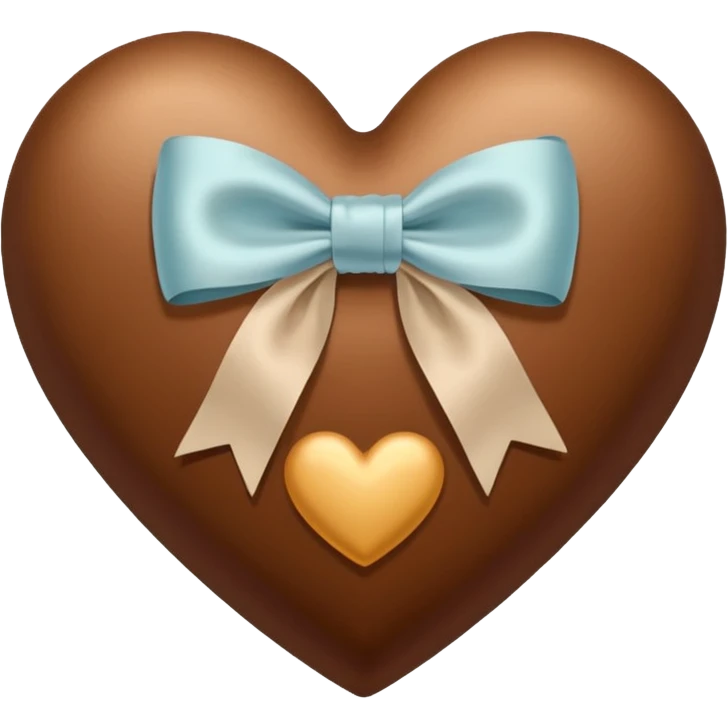 brown pastel heart  with beige bow emoji