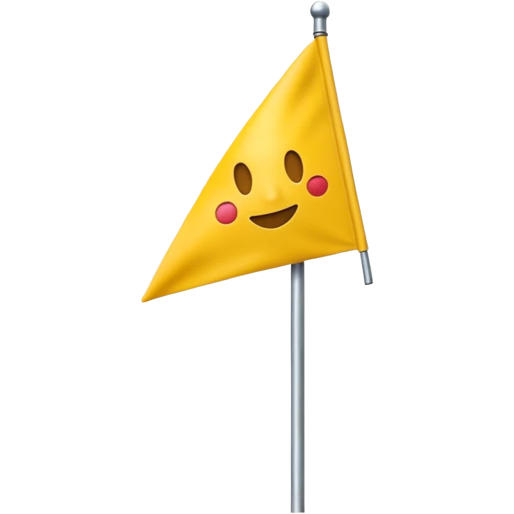 Apple emoji style smiley face triangular yellow flag on a pole. no face emoji