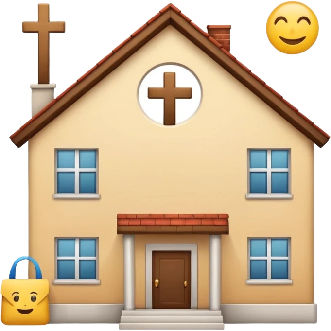 dormitory icon with a cross mark beside job, house, and school emojis, clean and optimistic emoji