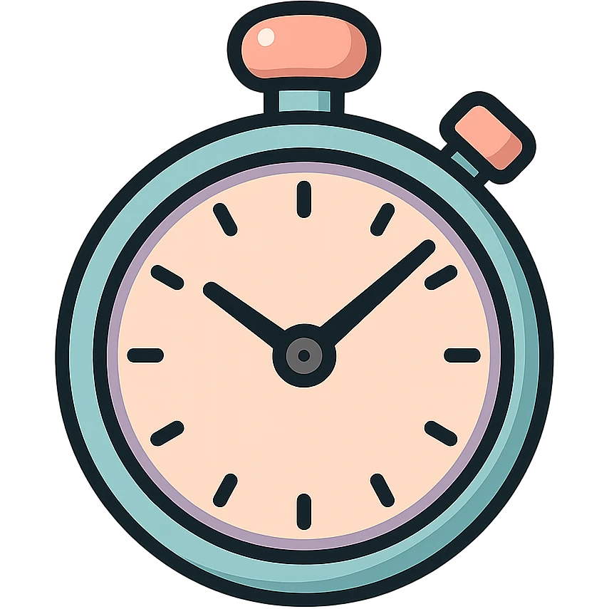 sports stopwatch, icon-color-outlined style, vector look with shadows and highlights, analog face, detailed shading, thin clean outlines, soft rounded features, pastel palette #98B5BC #B5B3C1 #C9A3C9 #E4C0CA #F7DCD1 #F7C0AA, Japanese pop art, sticker look, highly detailed emoji