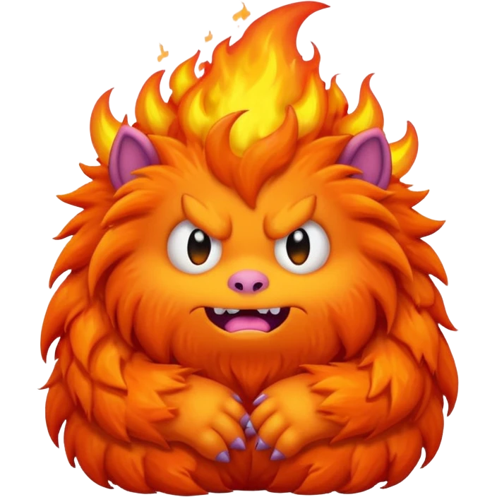 Sleepy cute fluffy flaming monster  emoji