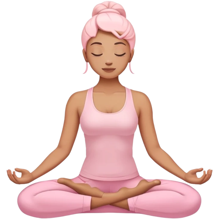 Woman wearing pastel pink  doing yoga mediation  emoji