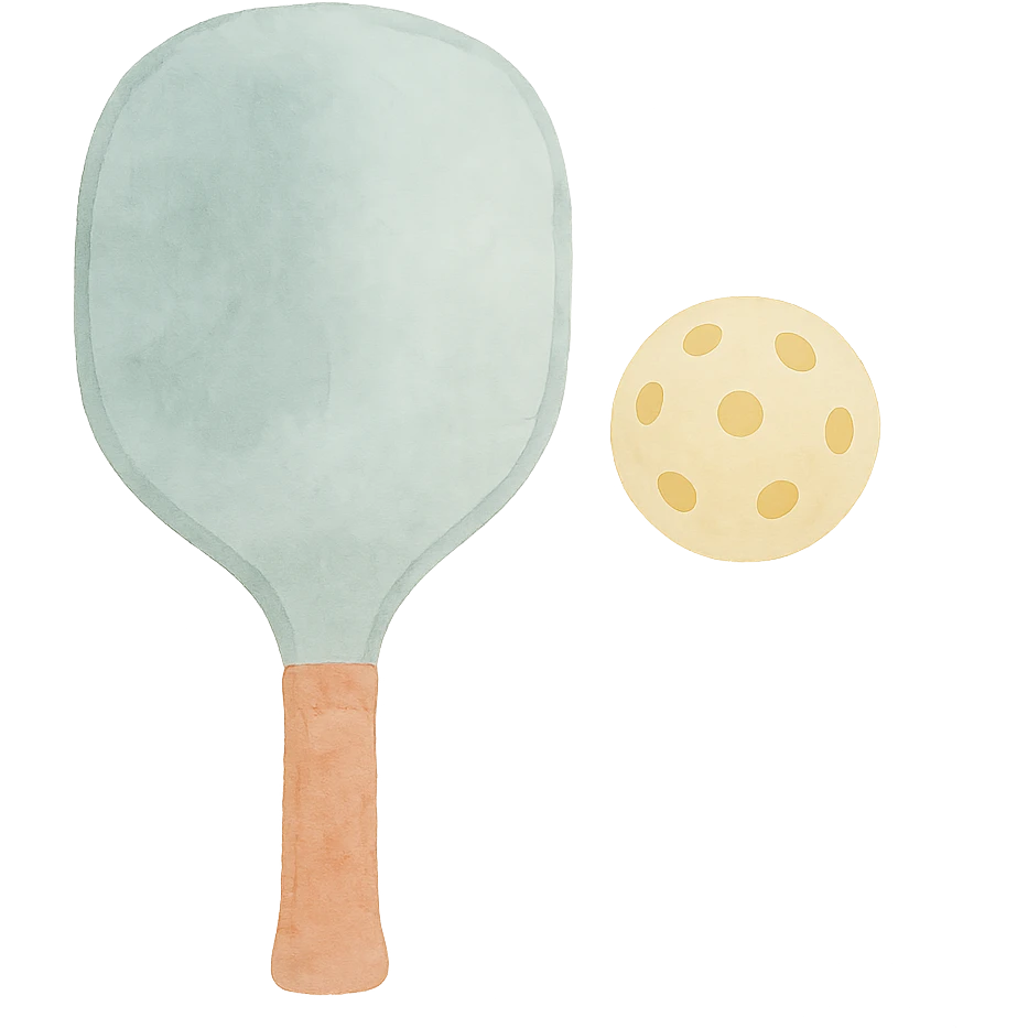 pickleball paddle and pickleball watercolor art style emoji