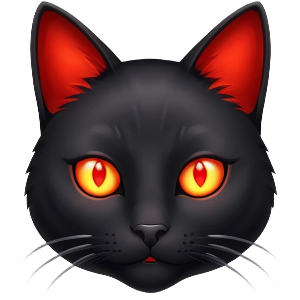 Black cat with glowing red eyes emoji