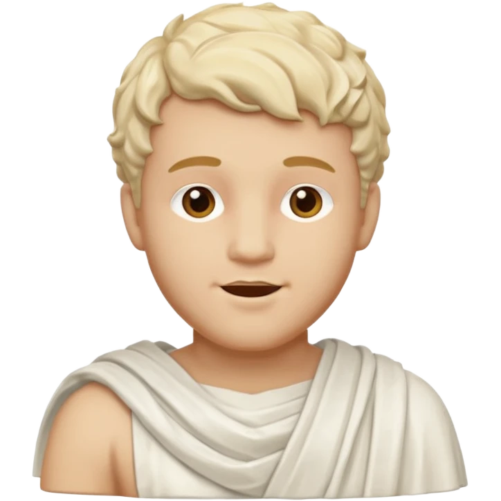 Marble style statue of man head happy full white emoji