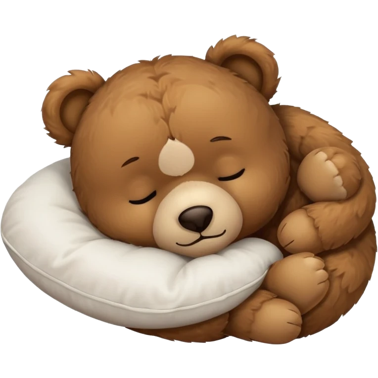 Cute teddy bear sleeping on a white pillow emoji