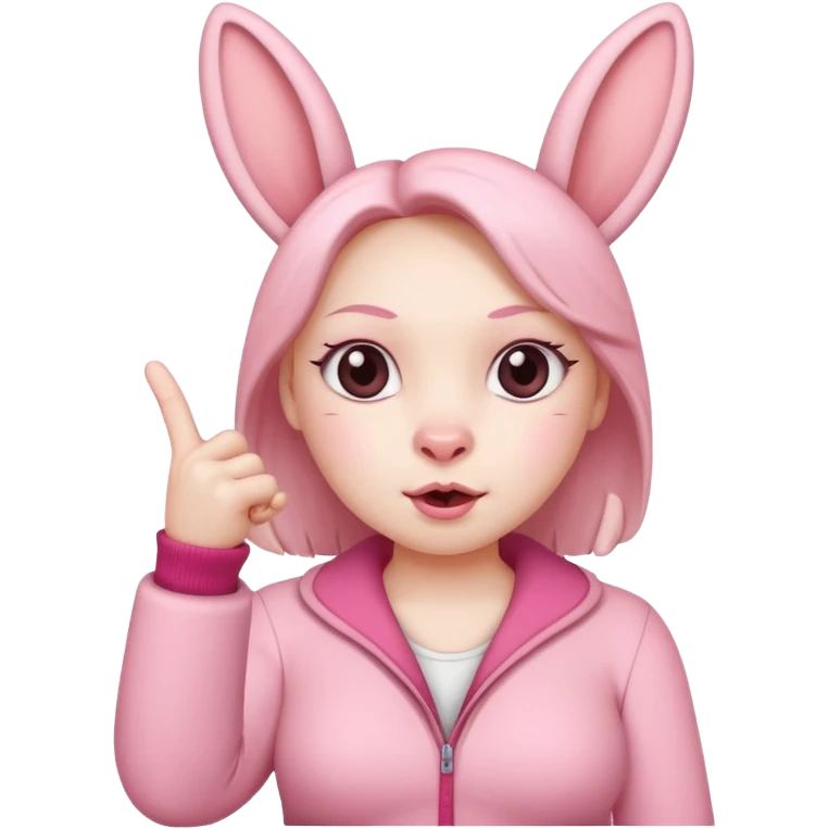 pink labubu, giving the middle finger in both hands emoji